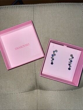 Swarovski Blue Gradient Crystal Drop Earrings - Women Jewelry